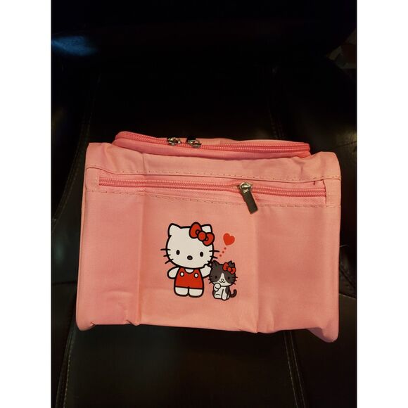 Sanrio Hello Kitty Pink Travel Cosmetic Bag Compartments Hanging Hook - Picture 8 of 10
